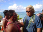 Buffalo Kealuna, a legendary beachboy, waterman and surfer from the Leeward side (Makaha, Waianae) greets old friends